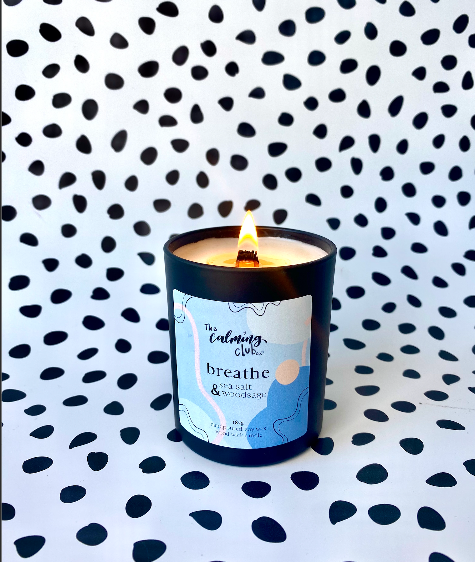 Breathe Soy wax, Wood wick crackle candle - Sea salt and Woodsage