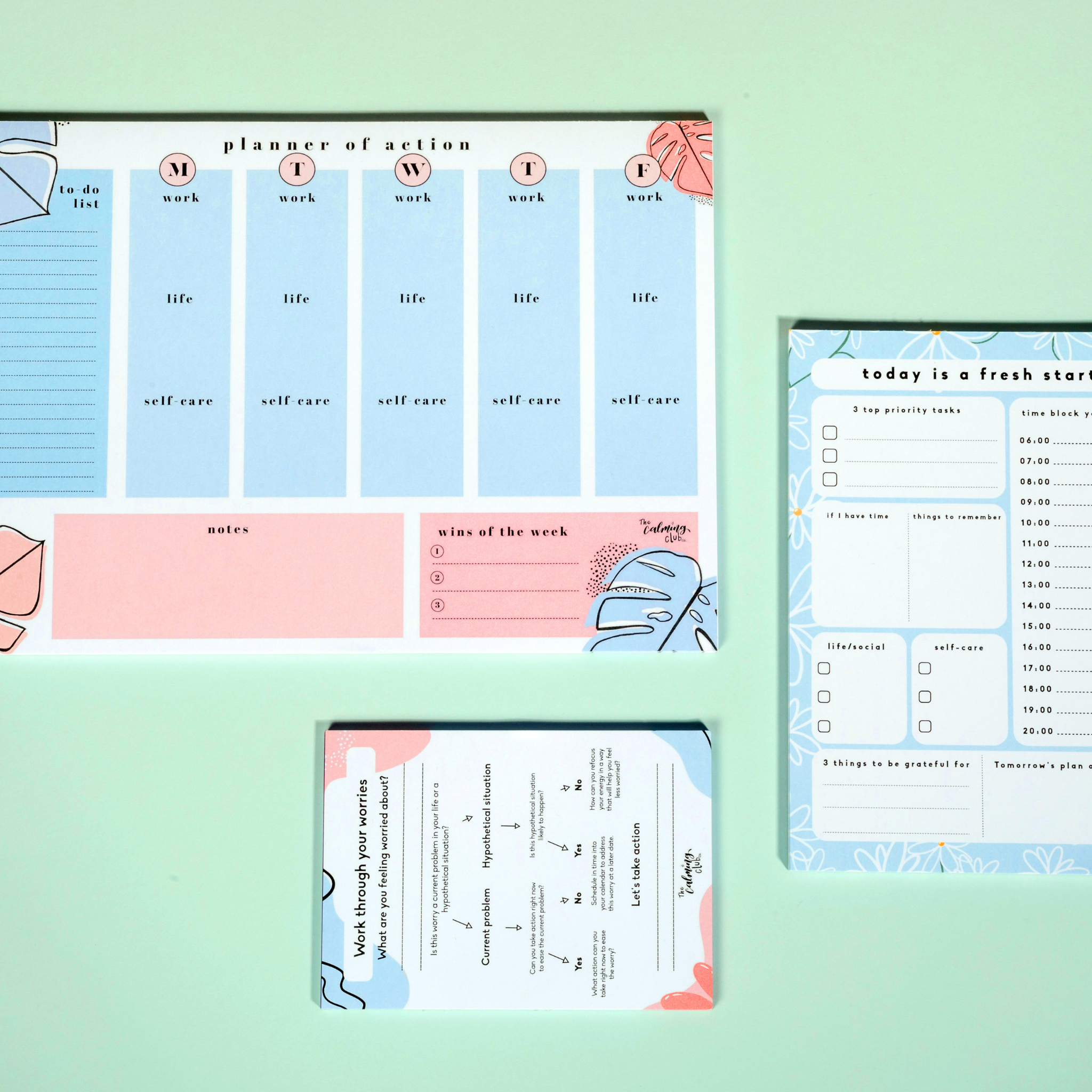 Self-Care Stationery Trio - Three Desk Planner set