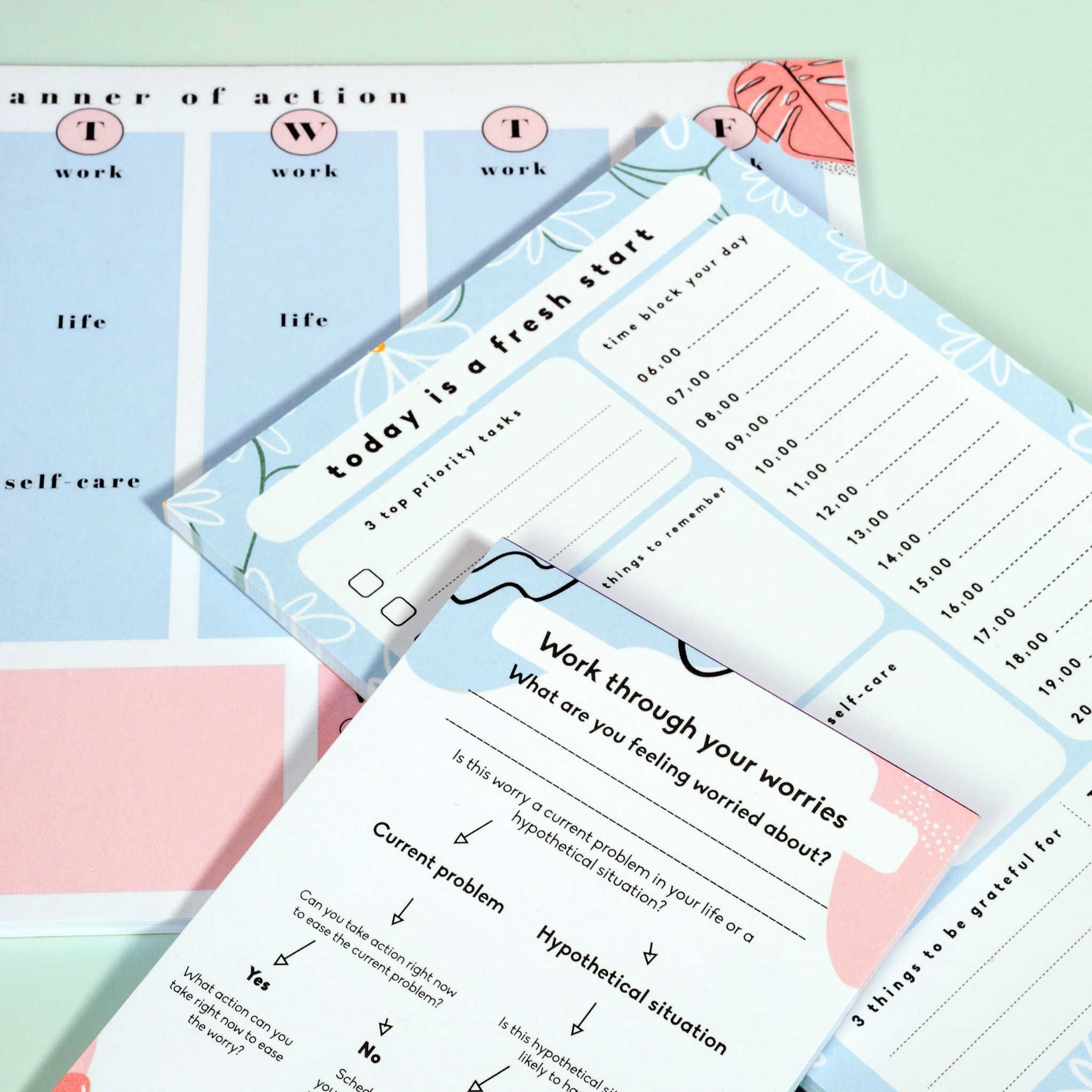 Self-Care Stationery Trio - Three Desk Planner set
